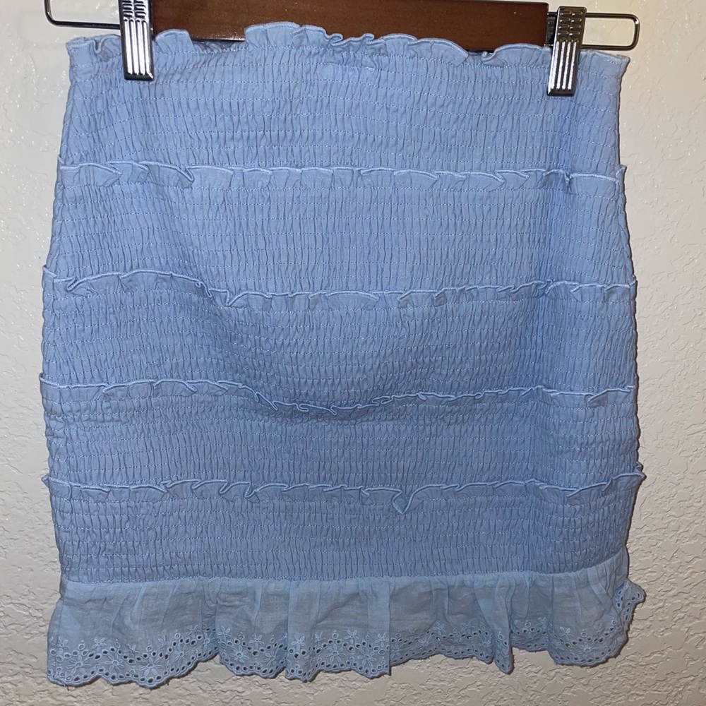 Baby Blue Eyelet Lelis Mini Skirt